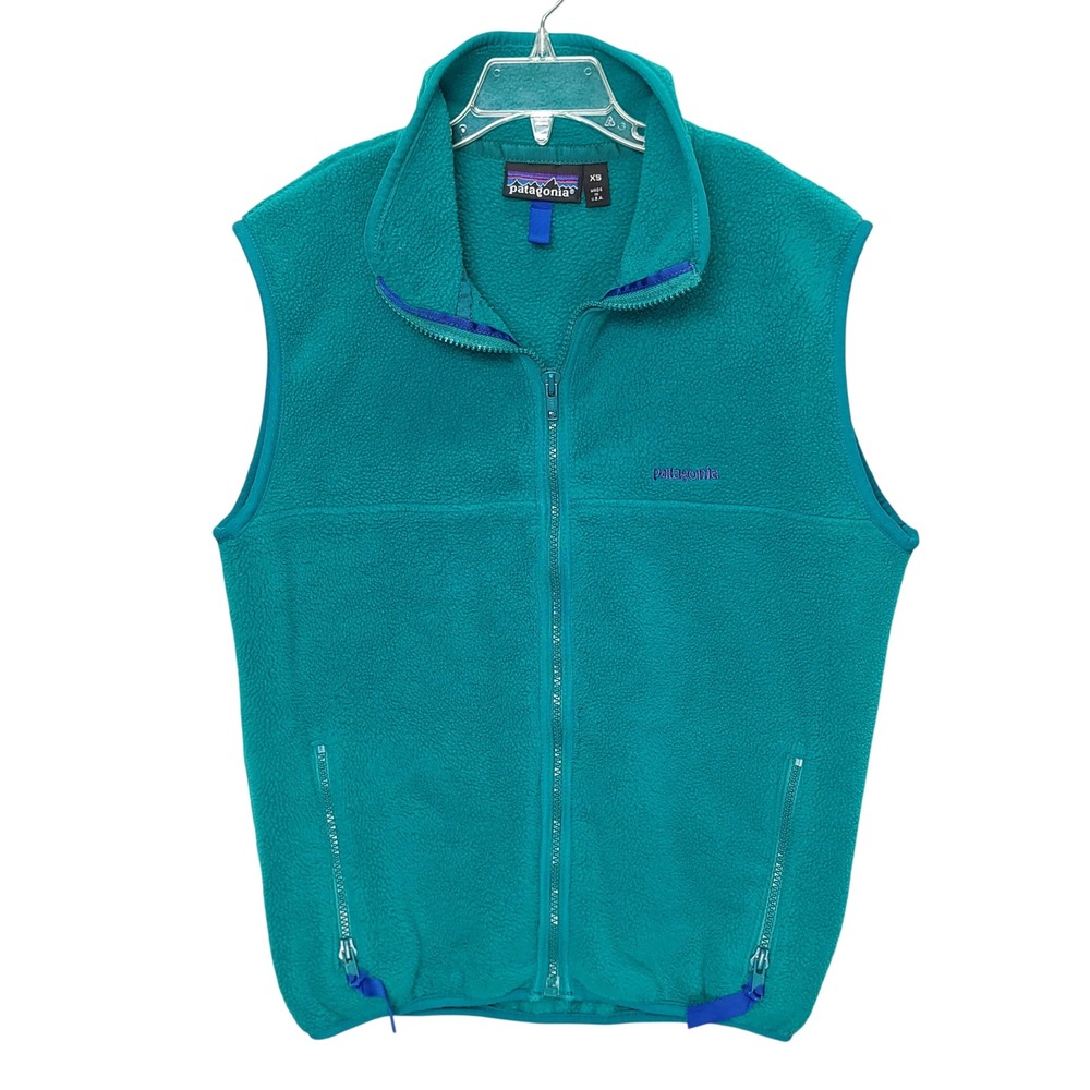 Patagonia Fleece Vest XS Teal Green Full Zip Made in USA Vintage Synchilla Style